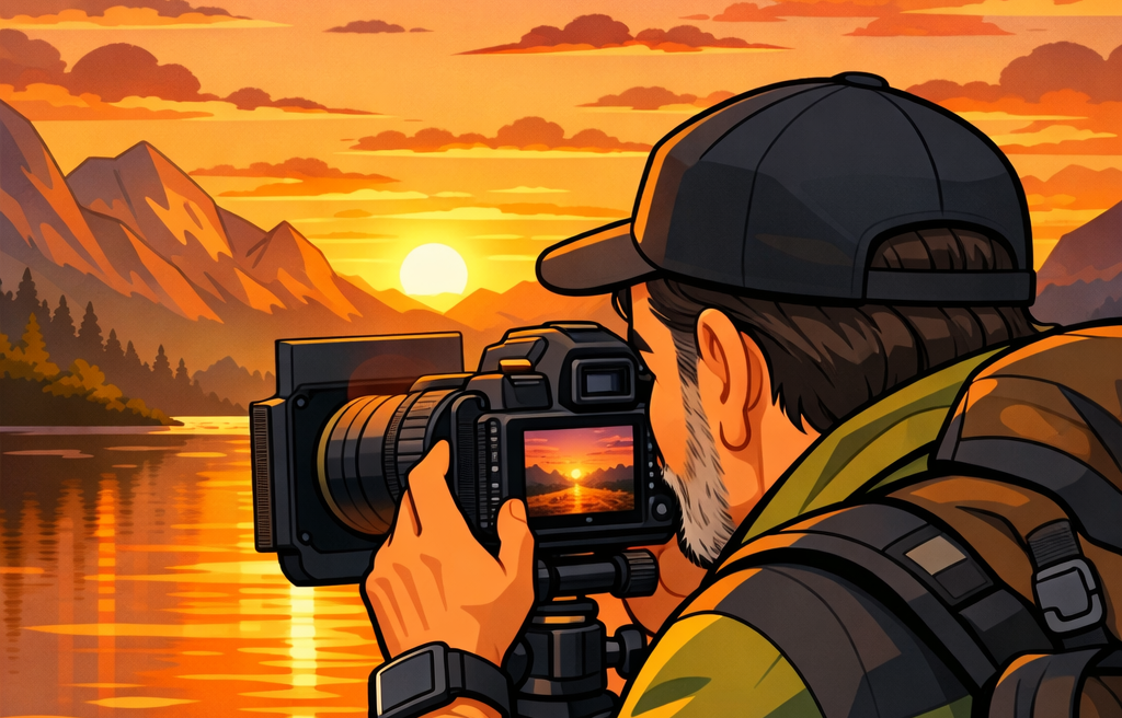 Fotografía de paisaje al atardecer
